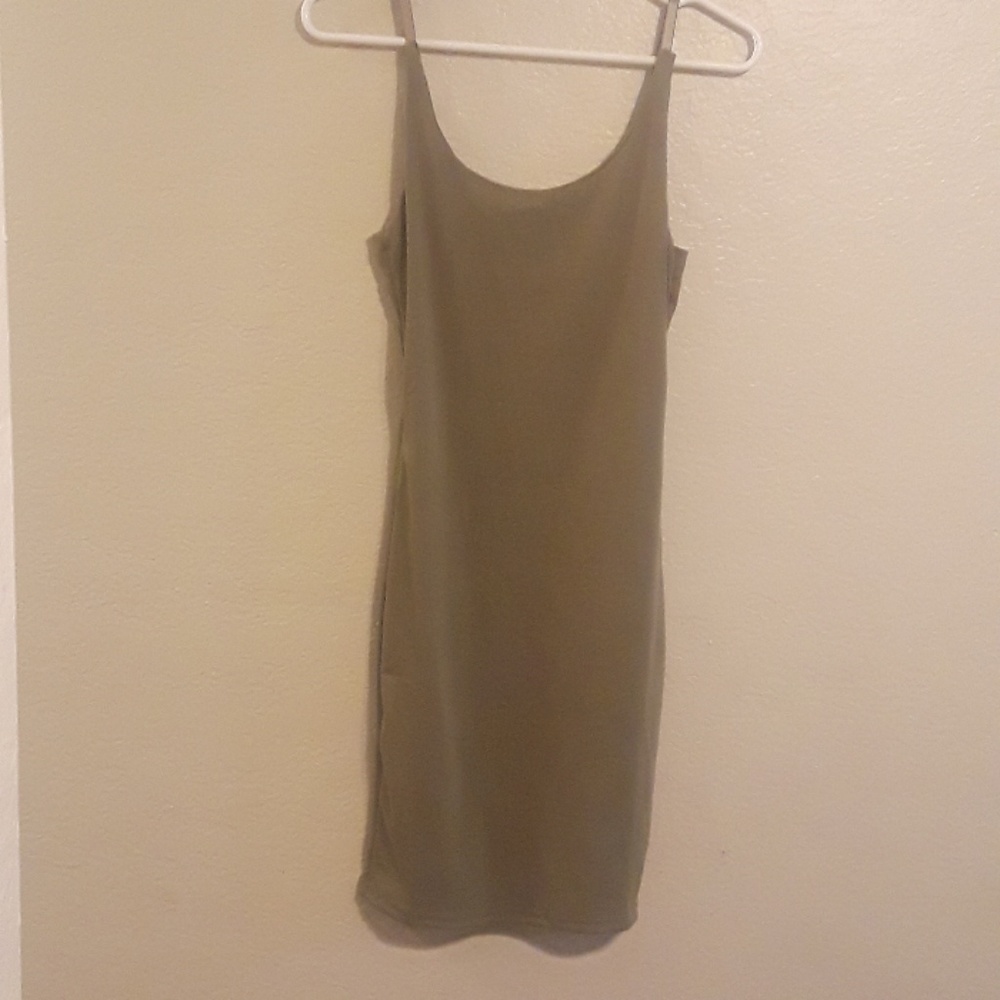 NWOT olive spaghetti strap mini dress